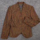 Brooks Brothers Wool Blazer Jacket Womens 2 Paisley Knit Single Breasted Lined
