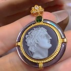 925 Sterling Silver Gray Agate Cameo Vintage Jewelry Pendant Estate Jewelry Gift