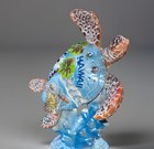 Hawaii Turtle Statue 5 Inches Resin Mom And Baby Palm Tree Shells Ocean