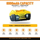2 Pack 8 0ah Battery Replacement For Dewalt 20v Max Dcb200 Dcb204 Dcb205 Lithium