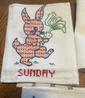 Set Of 7 Vintage Hand Embroidered Days Of The Week Tea Towels  See Condition