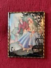 Pair 2 Vintage Convex Glass Silhouette Art Pictures Colonial Dress Couple 4 X 5 
