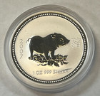 2007 Australia Lunar Year Of The Pig Silver Coin 1 Oz  Series 1 In Capsule Bu 