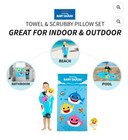 New Baby Shark Pinkfong Kids Bath Towel And Wash Scrubby 2 Piece Set