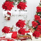 8 Pack 7 Heads Christmas Artificial Poinsettia Flowers Faux Poinsettia Bush B   