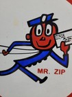Vintage Mr Zip Porcelain Sign Old Us Mail Postal Carrier Mailman Cartoon Mascot