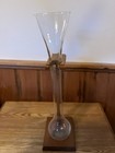 Vintage Half Yard O    Ale Beer Glass With Wooden Stand 18   