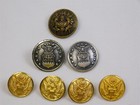 48 Vtg To Antique Brass Metal Shank Buttons Eagle Crest Anchor Trumpet More Lot