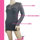 Seamless Sheer Long Sleeve Mesh Sweetheart Neckline Blouse Top Shirt Xs S M L