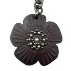 Coach Willow Flower Leather Keyring Keychain Bag Charm Purple And Black Used