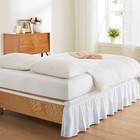 White Adjustable Bed Skirt For Full   Queen Size Bed - With 14 Inch Tailored    