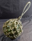 Vintage Large Japanese Hand Blown Green Glass Fishing Float Buoy Ball W net 6 