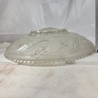 Vintage 16in Pressed Glass Ceiling Light Shade Floral Art Deco Replacement