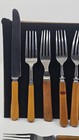 Vintage Butterscotch Bakelite  8  Knives Forks Flatware Set Retro Lot 