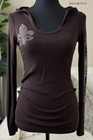 Usa New Vocal Womens Pink Crystal Brown Fleur De Lis Hoodie Shirt S M L Xl Y2k