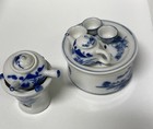 Vtg Chinese Miniature Blue And White Porcelain 10 Pcs Tea Set