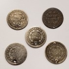 5 Coin Lot H10c Seated Liberty Half Dimes - Holed Dets - Sku-y6294