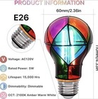 Oraluce Stained Glass Light Bulb 5w Dimmable  Colorful Painted Mosaic Lightbu   