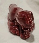Stalking Panther Maroon Pottery Planter Mcm