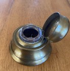 Antique Art Deco Brass Finish Inkwell  With Glass Insert