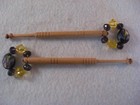 Vintage Lace Making Bobbin Pair Spangled Approx  4  W  Purple   Gold Spangle 