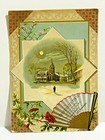 Brooklyn Tea Co New York Victorian Trade Card Church Snow Moonlight Floral 1890s
