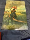 1970   s Fedoskino Russian Big Lacquer Box  children Running  From Thunderstorm 