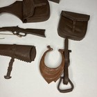 Lot Of Vintage 1960s Marx Johhny West Accessories Cowboy indian saddle Bags  Gun