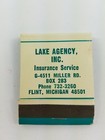 Lake Agency Insurance Flint Michigan Vintage Matchbook Full Unstruck 