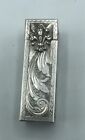 Antique 800 Silver Italian Etched Lipstick Holder And Mirror With Cabochon Crest