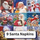 Christmas Decoupage Napkins Bundle - Lot Of 9 Paper Napkin Collection Santa