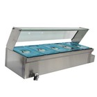 110v 5 1 3 6  Pan Buffet Food Warmer Stainless Steel With Glass Sneeze Guard