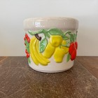 Vintage Ceramic Fruit Relief Planter Pot Grapes Bananas Pears Multi Color 6 Inch