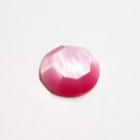 20 Vintage Czech  Pink Rose Glass Cat Eye Faceted Cabochons 11mm Round Flat Back