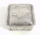 Antique Dutch Sterling Silver Repousse  Snuff Pill Trinket Box