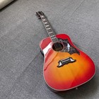 Handmade 41  Dove Acoustic Electric Guitar Cherry Burst With Eq Solid Spruce Top