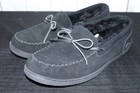 My Slippers Men s Black Faux Fur Lined Moccasin Slippers  Size 13  Near Mint
