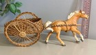 Vtg Norcrest Hand Decorated Porcelain Palomino Quarter Horse Figurine W  Wagon