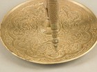 Antique Asian Middle Eastern Ornate Brass  Hand Held Mirror Stand Shaving Vanity
