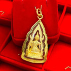 Phra Buddha Chinnarat Gold Micron Plated Pendant Talisman Thai Amulet