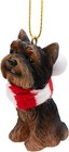 Yorkshire Terrier Dog Lover Christmas Tree Ornament With Candy Cane Scarf