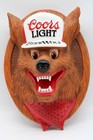 Vtg Coors Light Beer Wolf 3-d Sign Bar Pub Man Cave Decor 1987