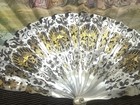Stunning Antique Hand Painted And Mother Of Pearl With Gold Details Fan c1900