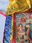 Tibetan Buddhist Thangka Painting  Hand Painted On Cloth With Silk Border  21x36