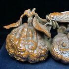 Old Vintage Boxwood Japanese Netsuke Collectible Cicada   Fruits Ornament Statue
