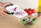 Dexas Chop And Scoop Cutting Board  Small 6 5 By 10 5 Inches  White With Black