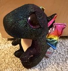 Ty Beanie Boo Anora The Dragon Metallic Sparkly 6  Plush Stuffed Animal Black