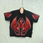 Vintage Emo Grunge Shirt Men 2x Black Tribal Print Button Up Sapphire Lounge