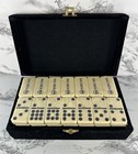 Vintage Bacardi Rum Advertising Double-six Set 28 Dominoes Spinners Velvet Case