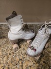Vtg Chicago Roller Skate Co White Leather Skates Wood Wheels